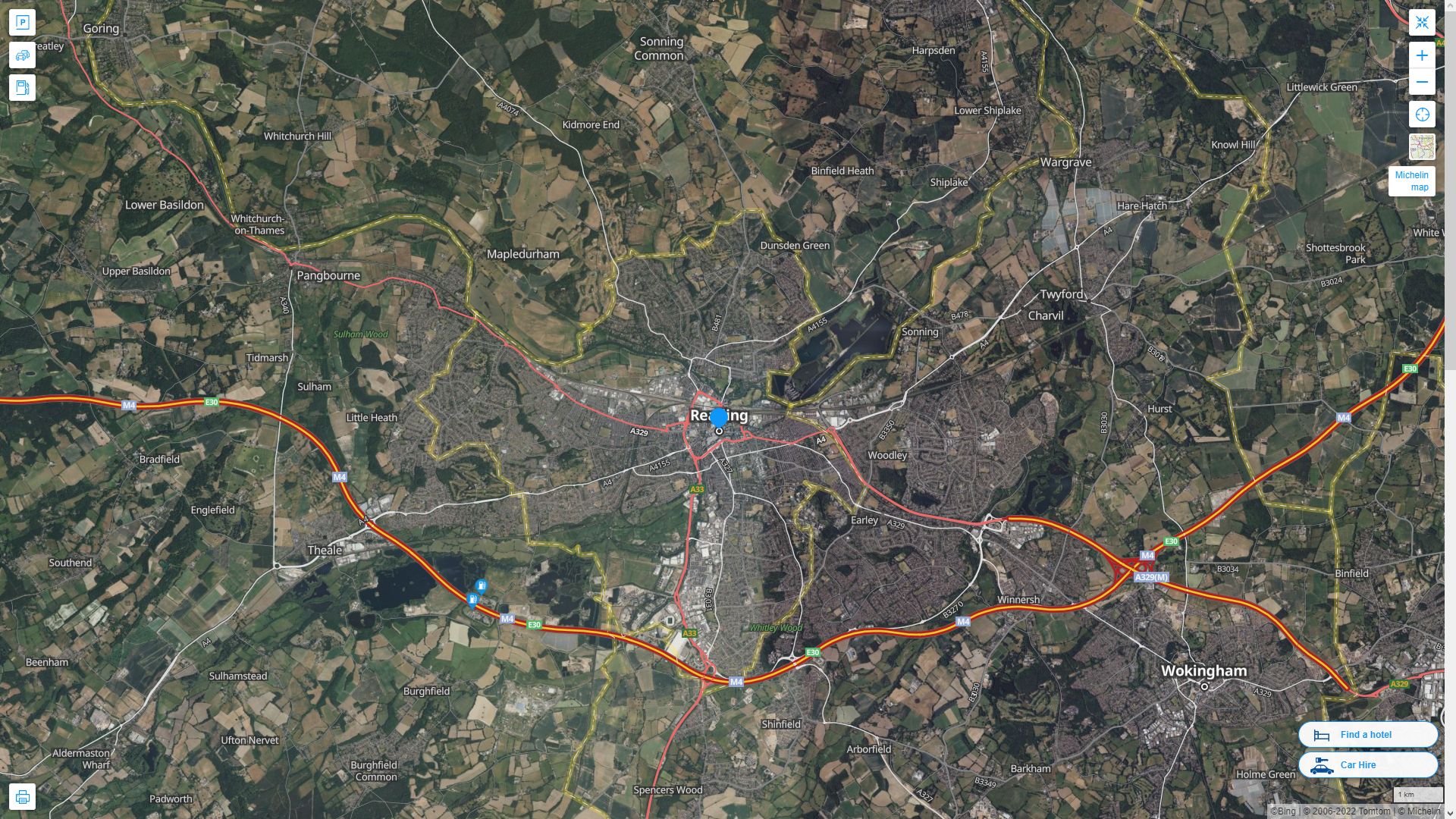 Reading Royaume Uni Autoroute et carte routiere avec vue satellite